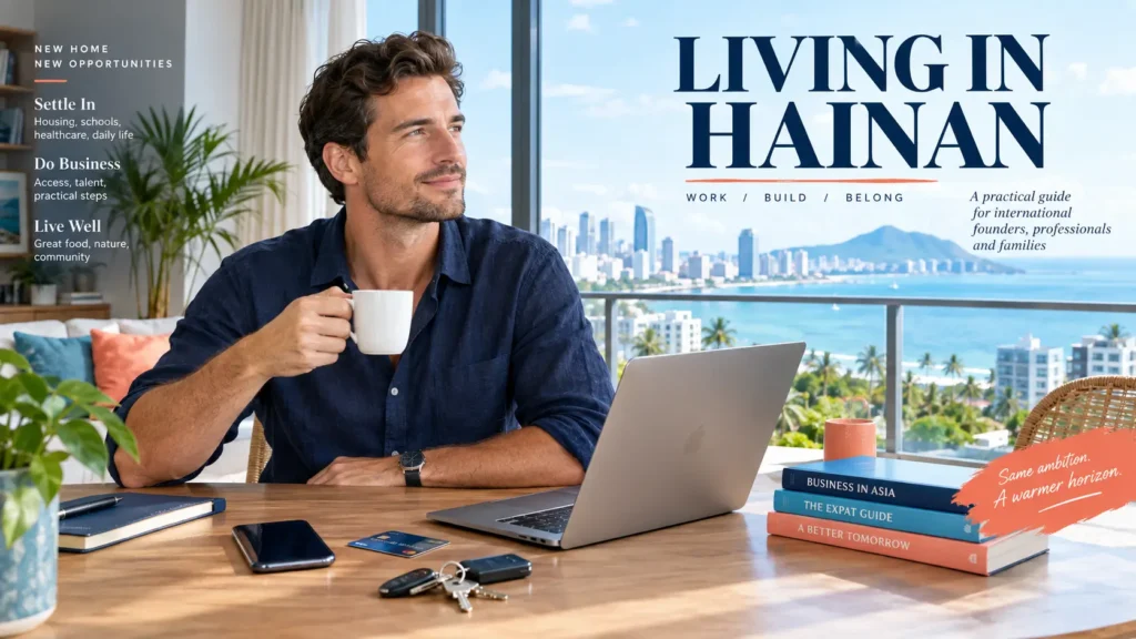 Foreign business owner using a laptop and mobile payment app in a bright home office in Hainan